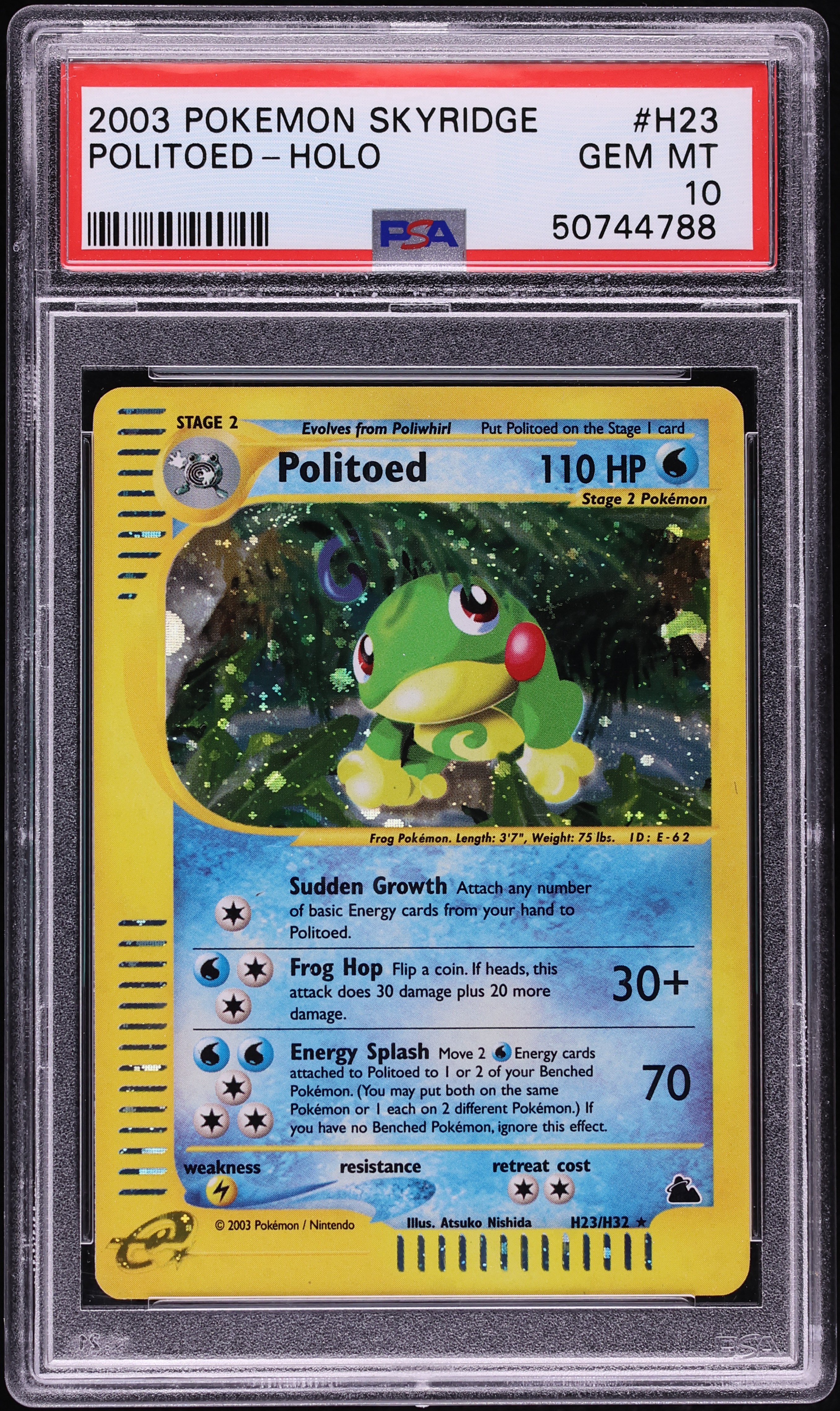 2003 Pokemon Skyridge Holo Politoed #H23 PSA 10 GEM MINT