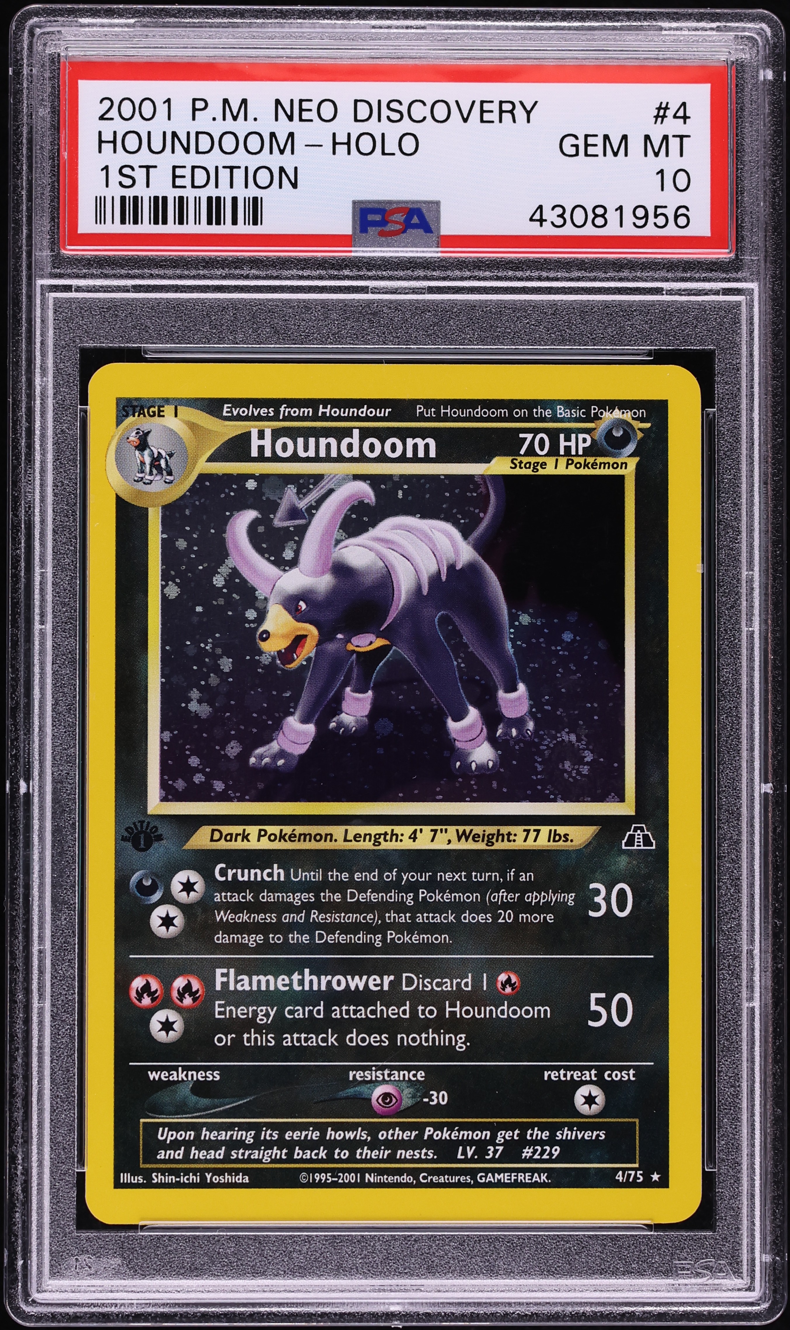 2001 Pokemon Neo Discovery 1st Edition Holo Houndoom #4 PSA 10 GEM MINT