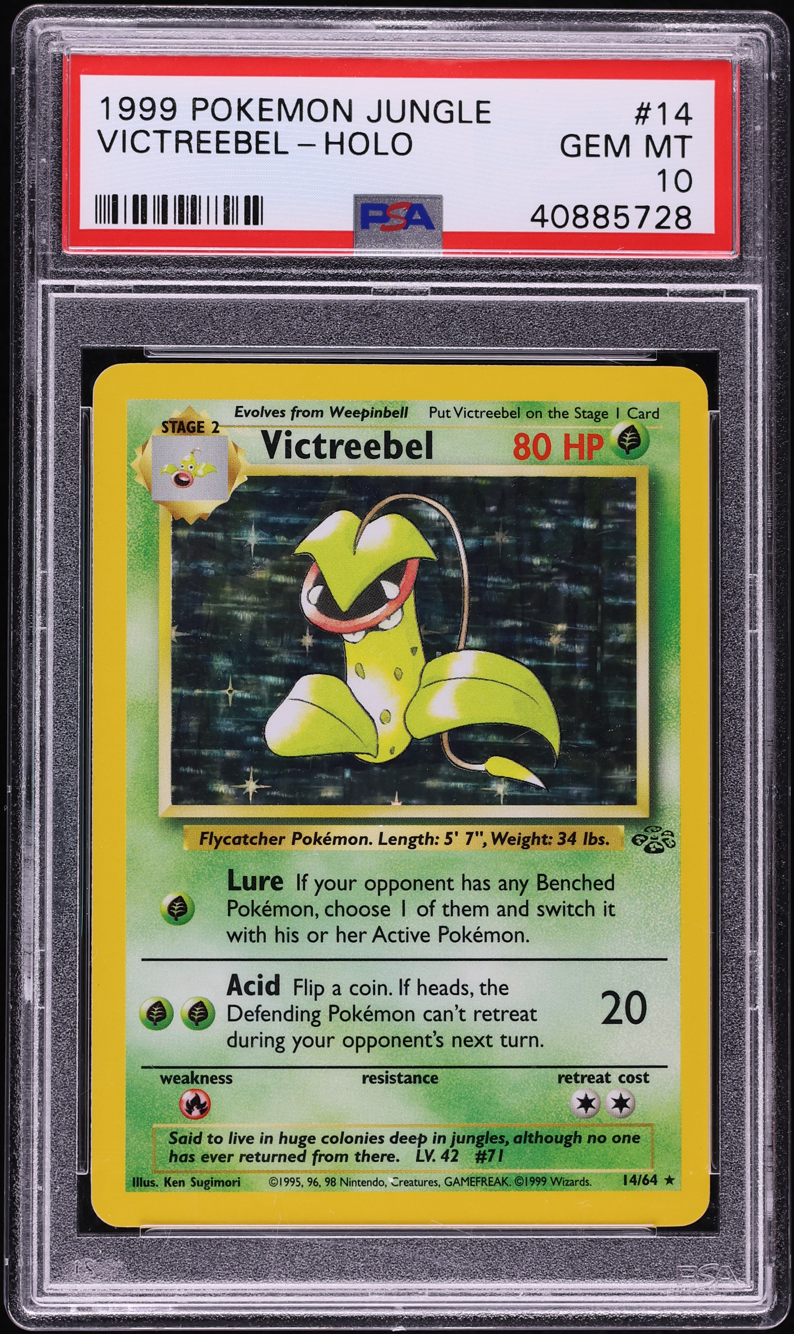1999 Pokemon Jungle Holo Victreebel #14 PSA 10 GEM MINT