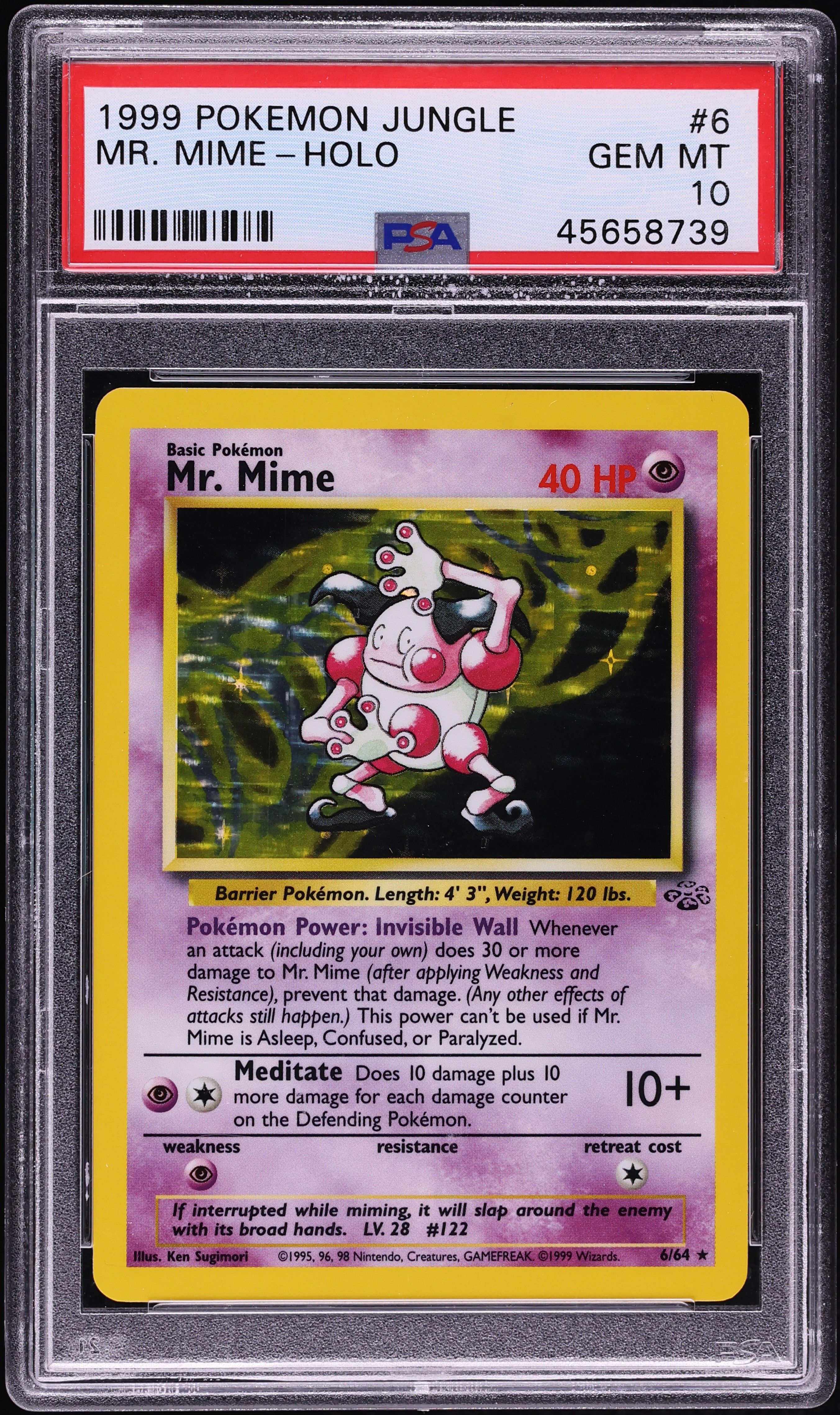 1999 Pokemon Jungle Holo Mr. Mime #6 PSA 10 GEM MINT