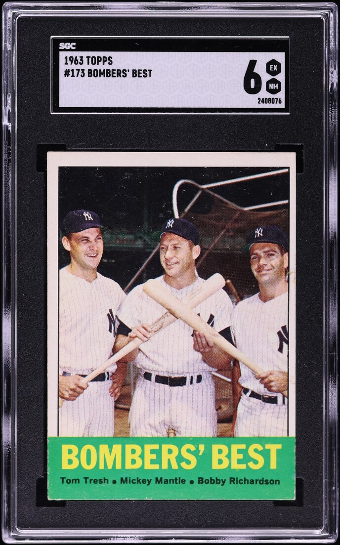 1963 Topps Bomber's Best Mickey Mantle & Bobby Richardson #173 SGC 6 EXMT