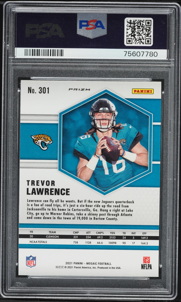 2021 Panini Mosaic Silver Trevor Lawrence ROOKIE #301 PSA 10 GEM MINT