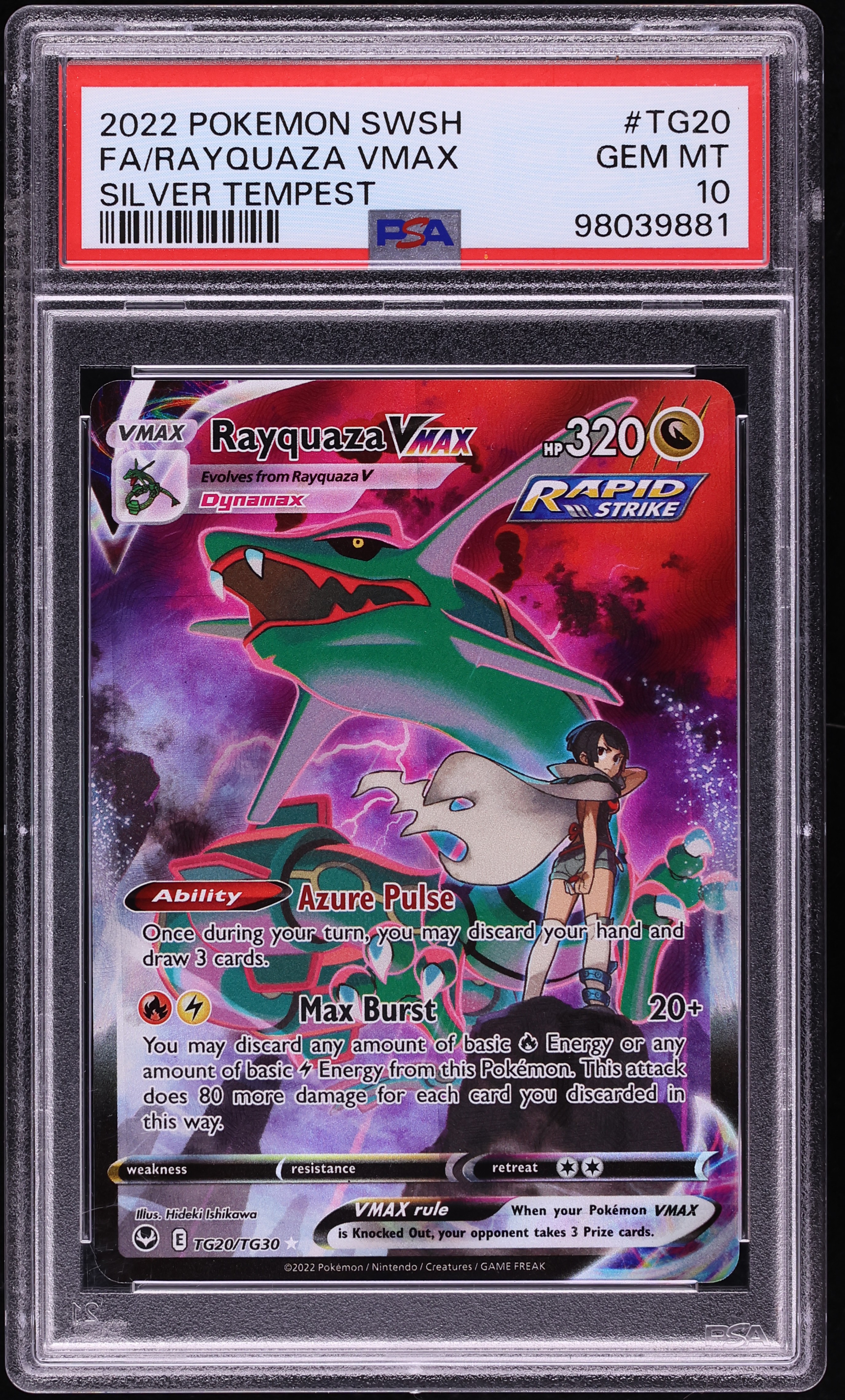2022 Pokemon Sword & Shield Silver Tempest CHR Rayquaza VMAX #TG20 PSA 10 GEM MINT