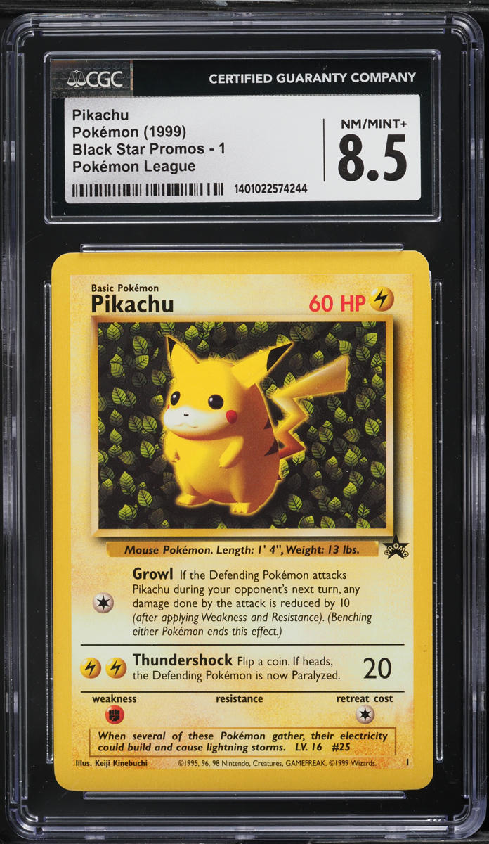 1999 Pokemon League Black Star Promo Pikachu #1 CGC 8.5 NM-MT+