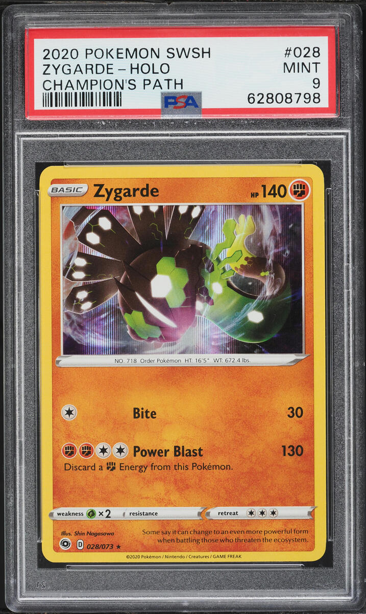 2020 Pokemon Sword & Shield Champion's Path Holo Zygarde #28 PSA 9 MINT