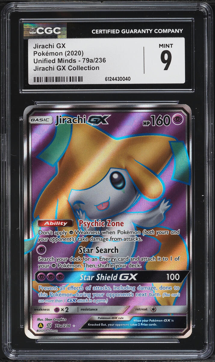 2020 Pokemon Sun & Moon Unified Minds Collection Full Art Jirachi GX #79a CGC 9 MINT