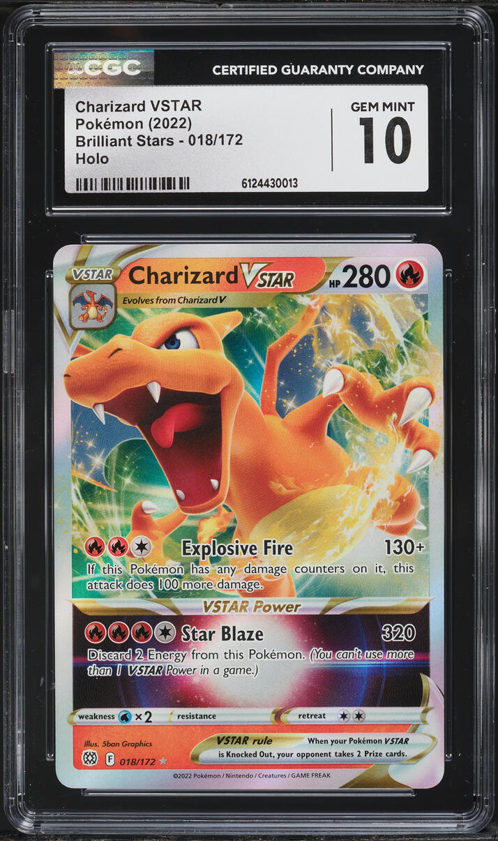 2022 Pokemon Sword & Shield Brilliant Stars Holo Charizard VSTAR #18 CGC 10 GEM MINT