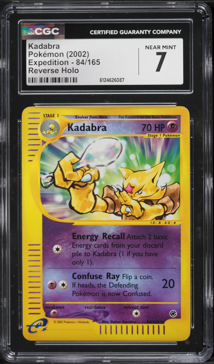 2002 Pokemon Expedition Reverse Holo Kadabra #84 CGC 7 NRMT