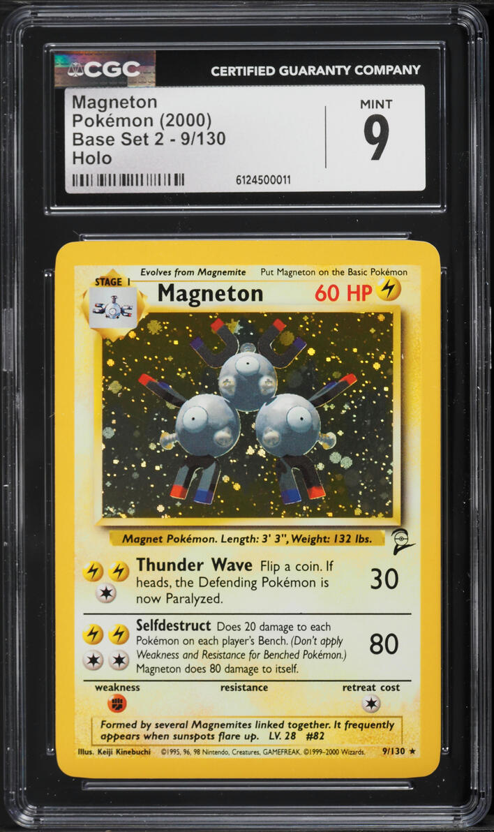 2000 Pokemon Base Set 2 Holo Magneton #9 CGC 9 MINT