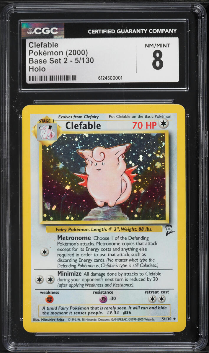 2000 Pokemon Base Set 2 Holo Clefable #5 CGC 8 NM-MT