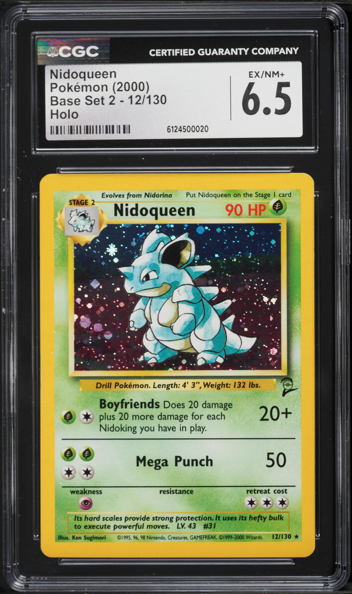 2000 Pokemon Base Set 2 Holo Nidoqueen #12 CGC 6.5 EXMT+