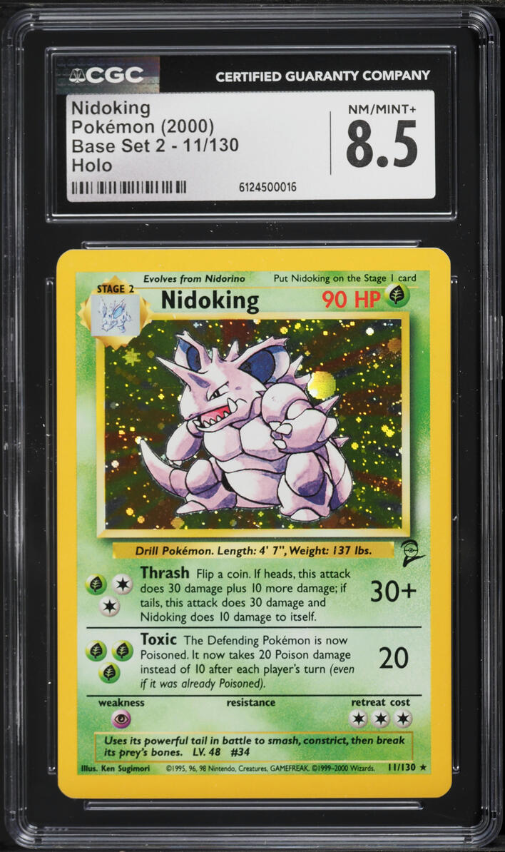2000 Pokemon Base Set 2 Holo Nidoking #11 CGC 8.5 NM-MT+