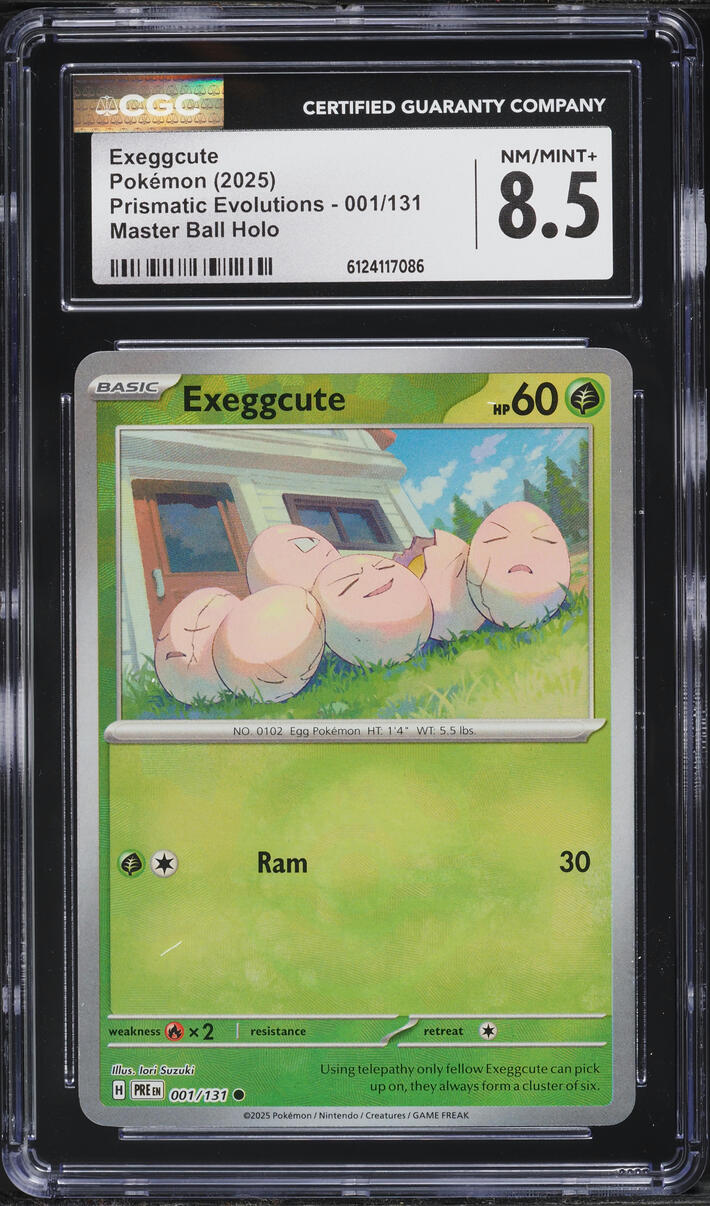 2025 Pokemon SV Prismatic Evolutions Master Ball Holo Exeggcute #1 CGC 8.5 NM-MT+