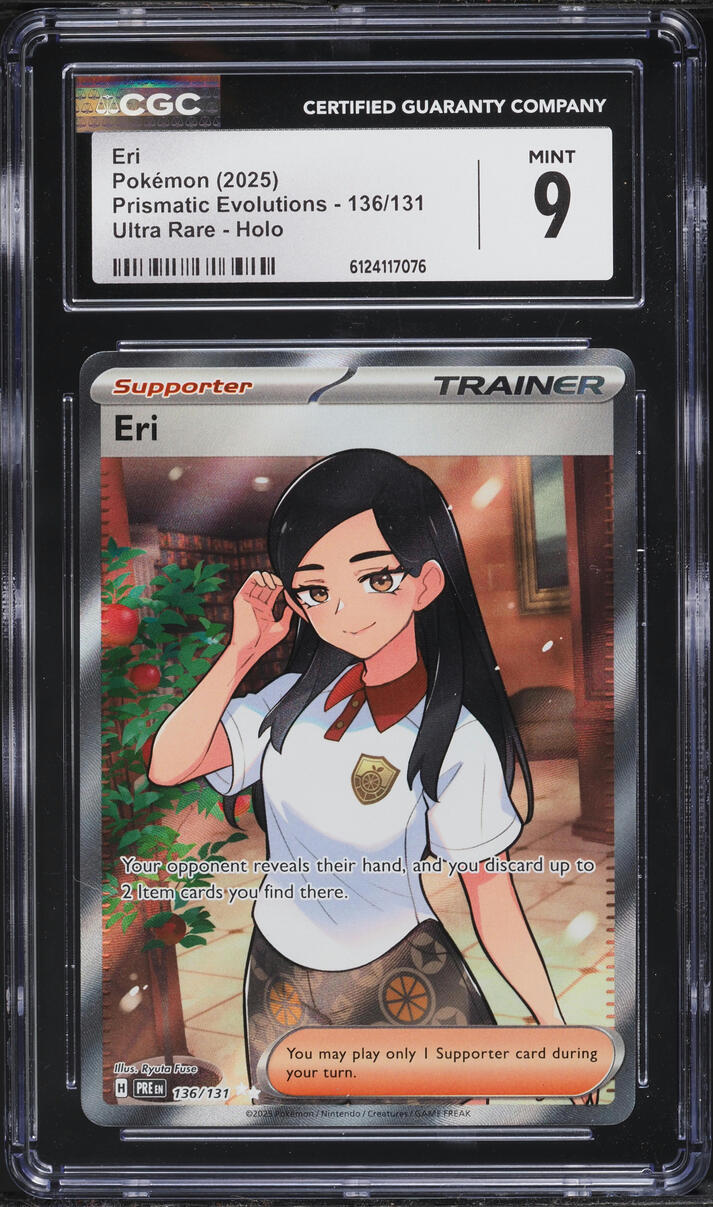 2025 Pokemon Scarlet & Violet Prismatic Evolutions Full Art Eri #136 CGC 9 MINT