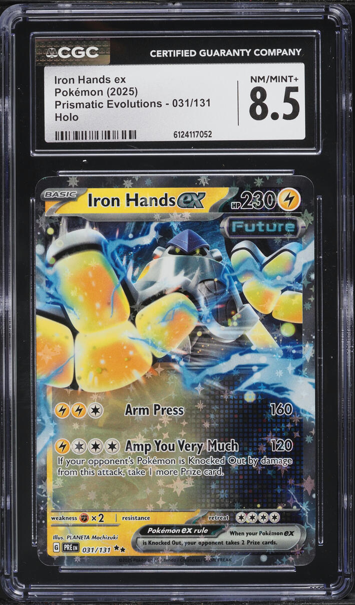 2025 Pokemon Scarlet & Violet Prismatic Evolutions Holo Iron Hands ex #31 CGC 8.5 NM-MT+