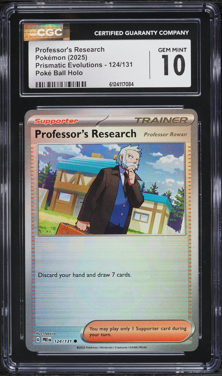 2025 Pokemon SV Prismatic Evolutions Poke Ball Holo Professor's Research #124 CGC 10 GEM MINT