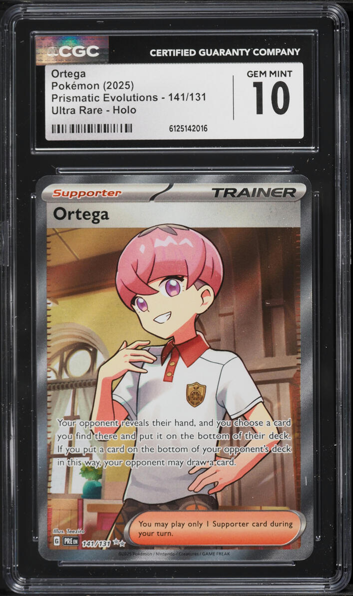 2025 Pokemon Scarlet & Violet Prismatic Evolutions Full Art Ortega #141 CGC 10 GEM MINT