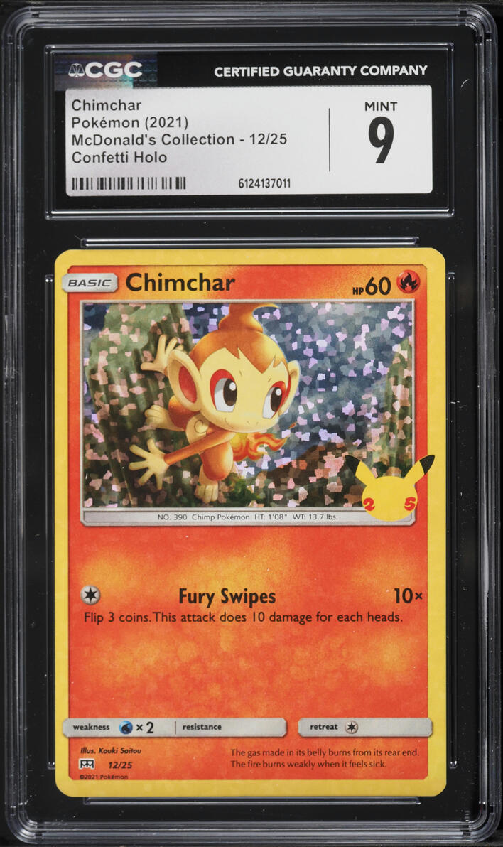 2021 Pokemon Sword & Shield McDonald's Collection Holo Chimchar #12 CGC 9 MINT