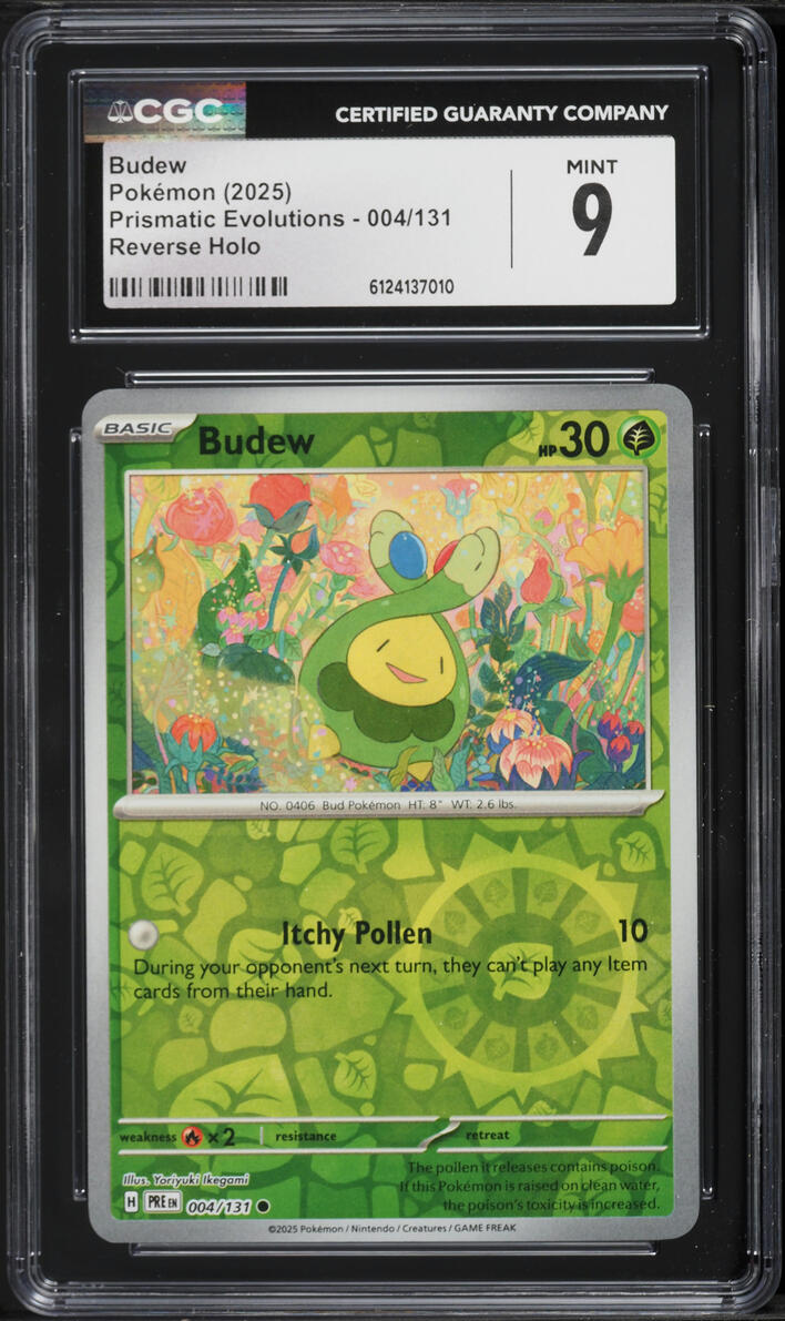 2025 Pokemon SV Prismatic Evolutions Reverse Holo Budew #4 CGC 9 MINT