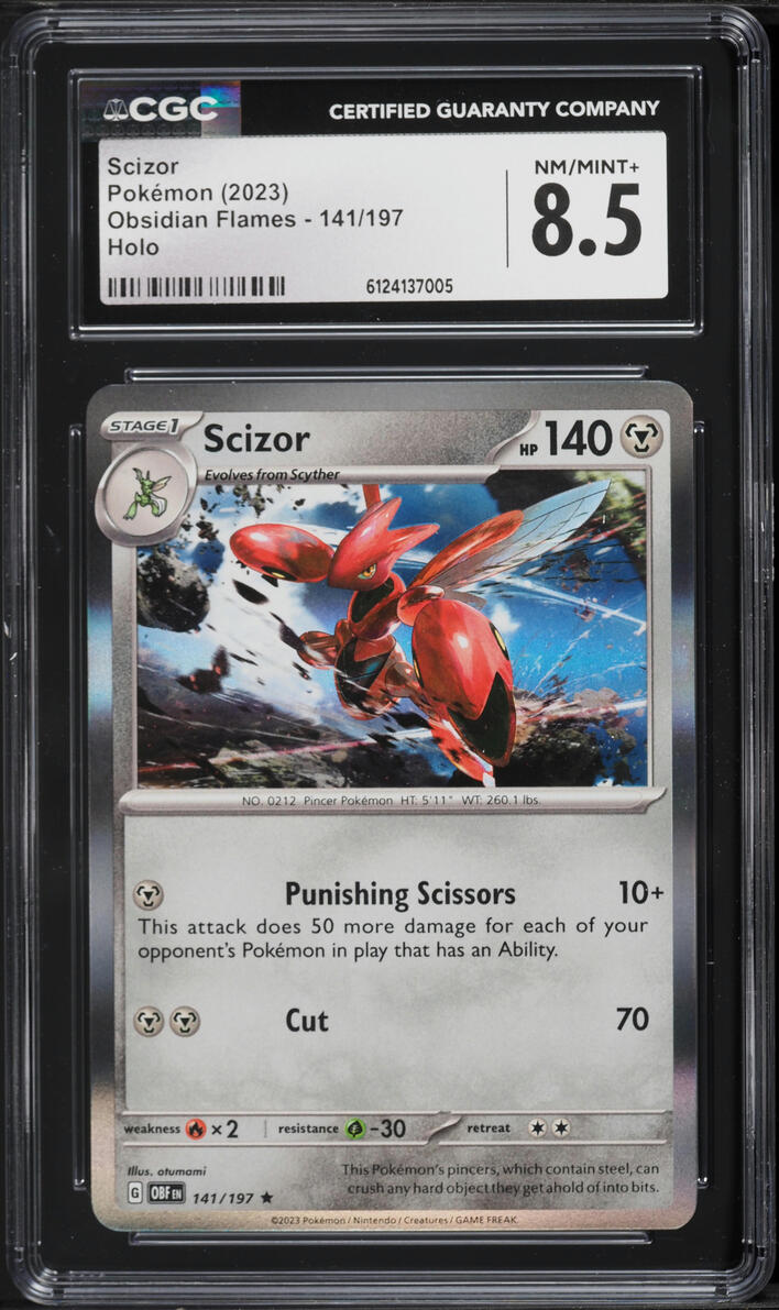 2023 Pokemon Scarlet & Violet Obsidian Flames Holo Scizor #141 CGC 8.5 NM-MT+