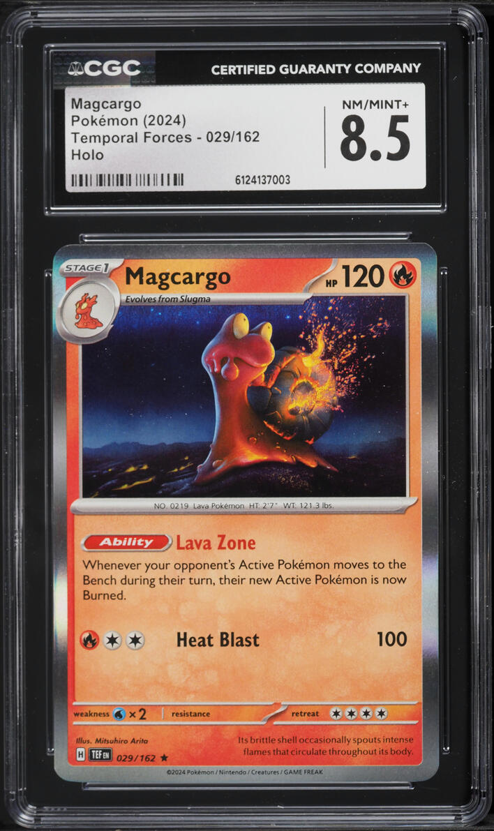 2024 Pokemon Scarlet & Violet Temporal Forces Holo Magcargo #29 CGC 8.5 NM-MT+