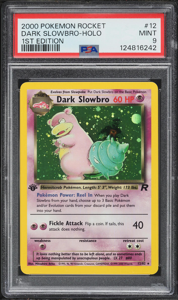 2000 Pokemon Team Rocket 1st Edition Holo Dark Slowbro #12 PSA 9 MINT