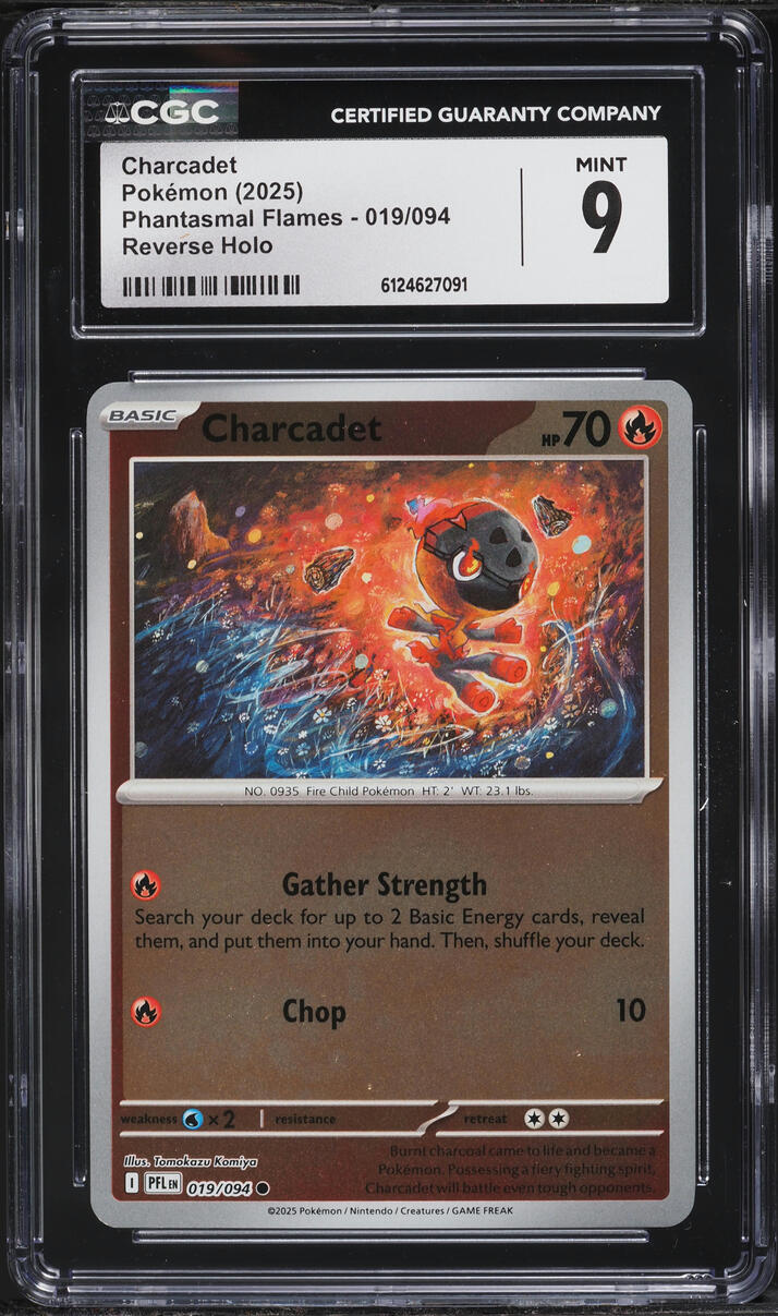 2025 Pokemon Mega Phantasmal Flames Reverse Holo Charcadet #019 CGC 9 MINT