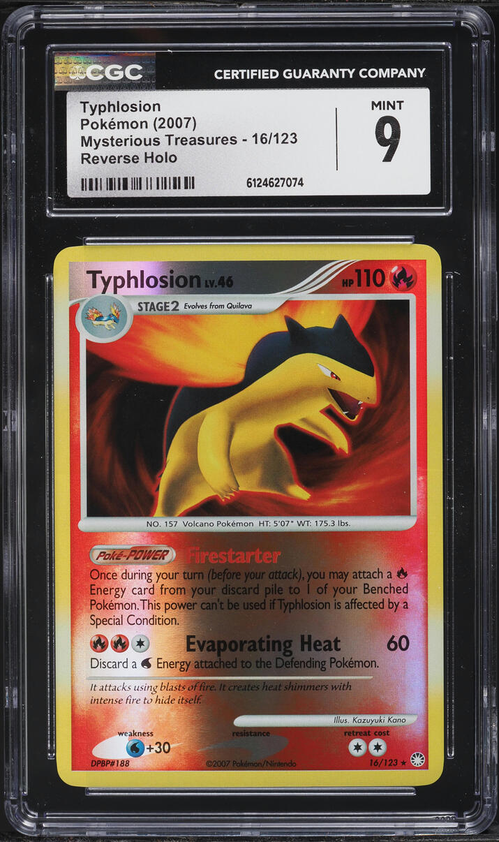 2007 Pokemon Diamond & Pearl Mysterious Treasures Reverse Holo Typhlosion #16 CGC 9 MINT