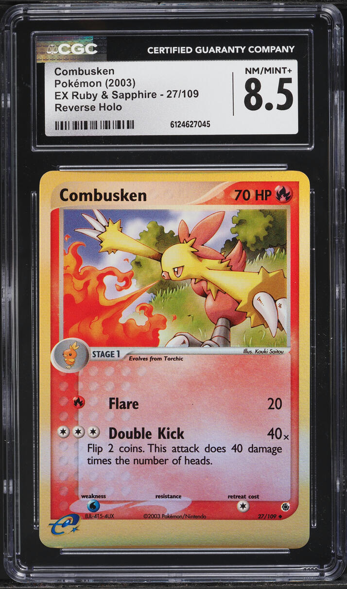 2003 Pokemon EX Ruby & Sapphire Reverse Holo Combusken #27 CGC 8.5 NM-MT+