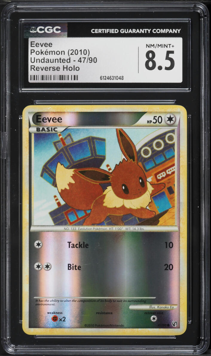 2010 Pokemon HeartGold & SoulSilver Undaunted Reverse Holo Eevee #47 CGC 8.5 NM-MT+