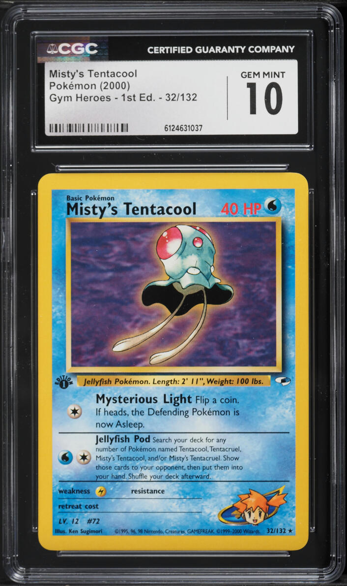 2000 Pokemon Gym Heroes 1st Edition Misty's Tentacool #32 CGC 10 GEM MINT