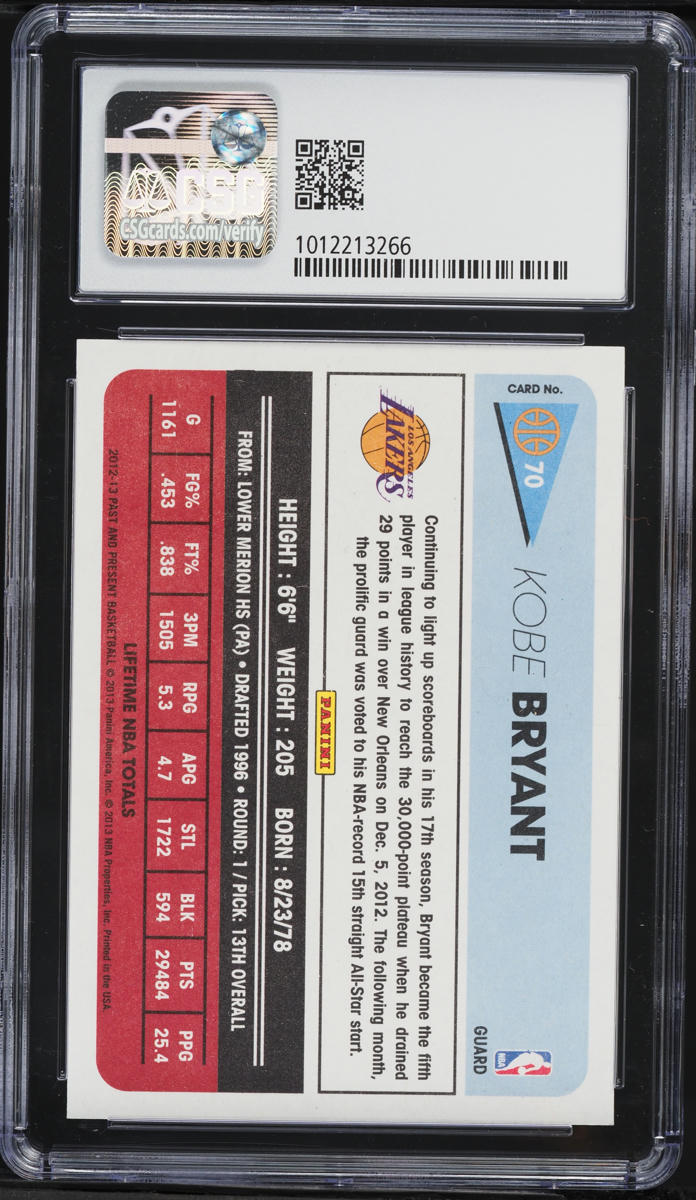 2012 Panini Past & Present Kobe Bryant #70 CSG 10 GEM MINT