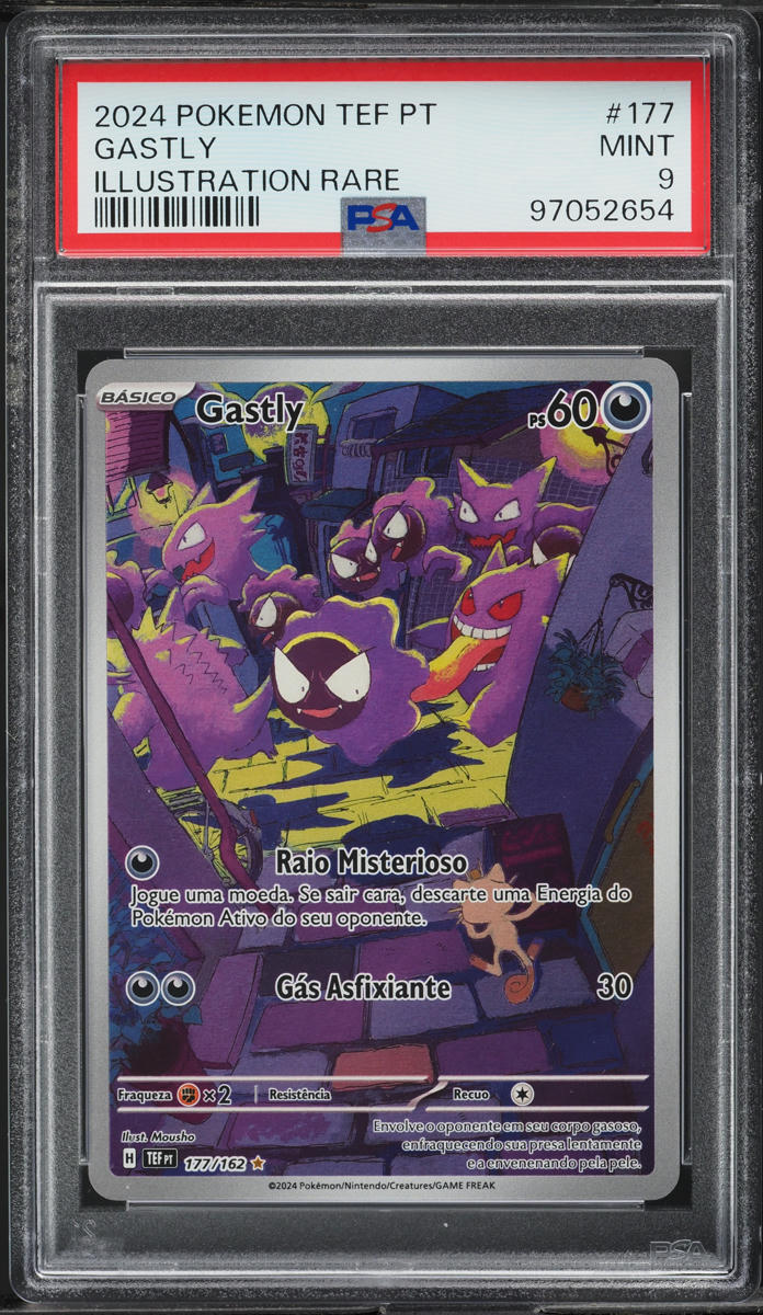 2024 Pokemon Portuguese SV Temporal Forces Illustration Rare Gastly #177 PSA 9