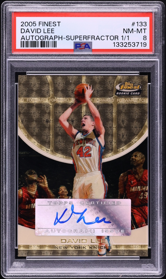 2005 Finest Superfractor David Lee ROOKIE AUTO 1/1 #133 PSA 8 NM-MT