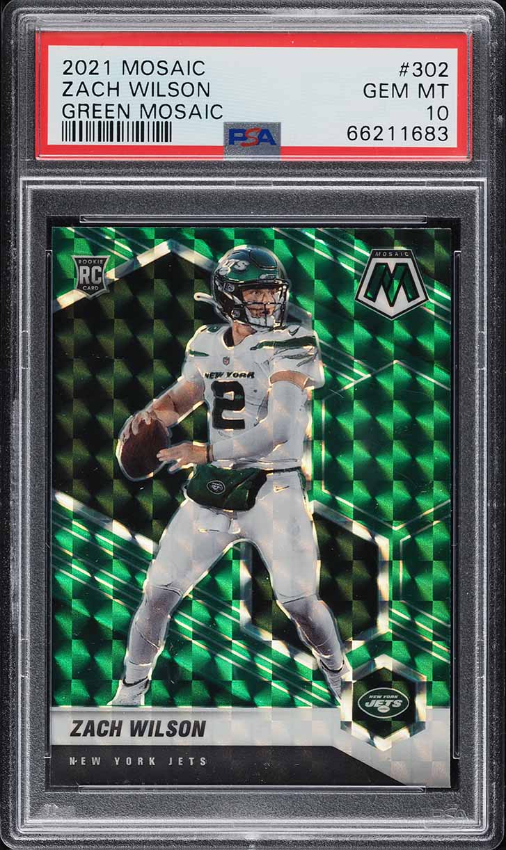 2021 Panini Mosaic Green Zach Wilson ROOKIE #302 PSA 10 GEM MINT