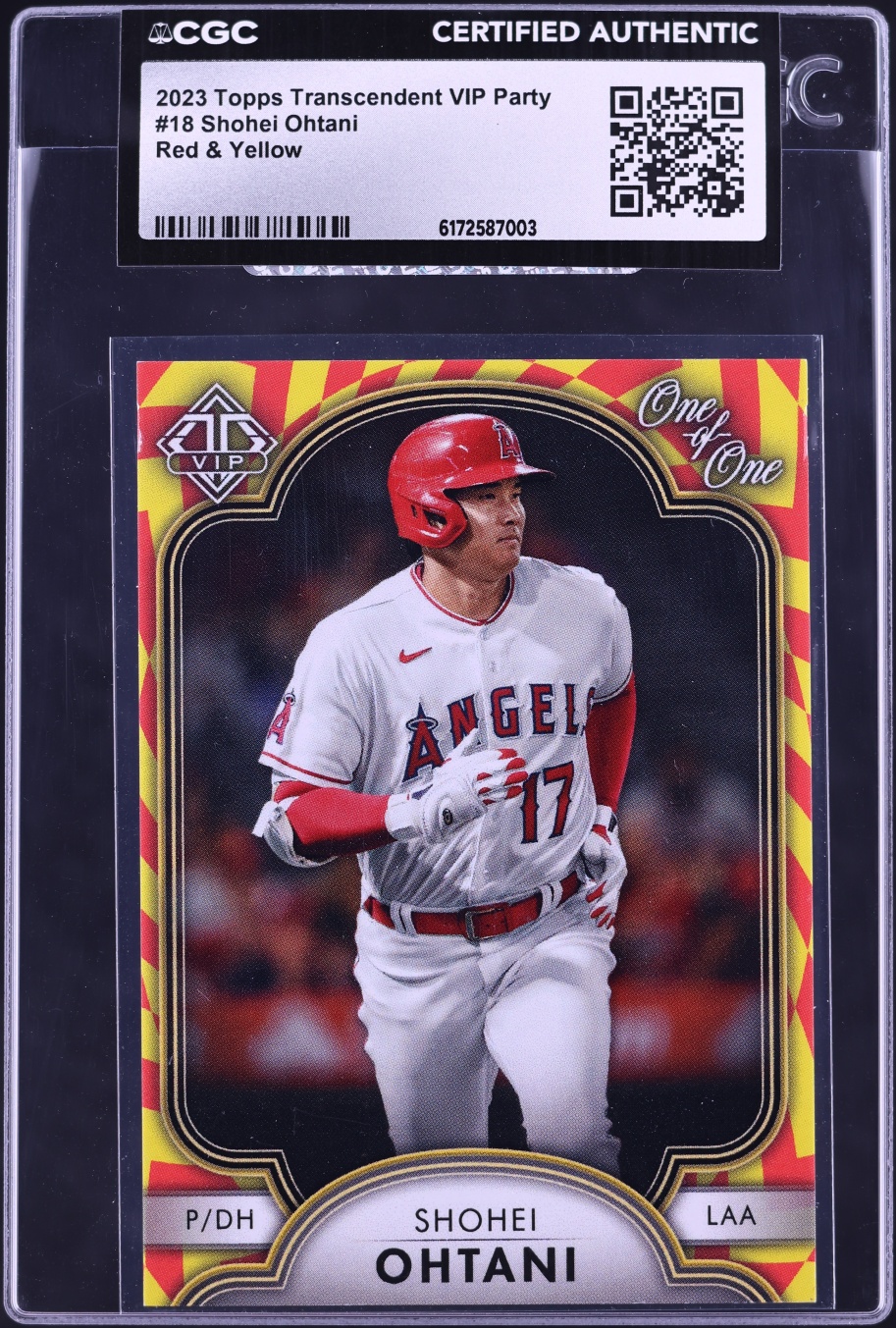 2023 Topps Transcendent VIP Party Red & Yellow 1/1 Shohei Ohtani #18 CGC AUTH