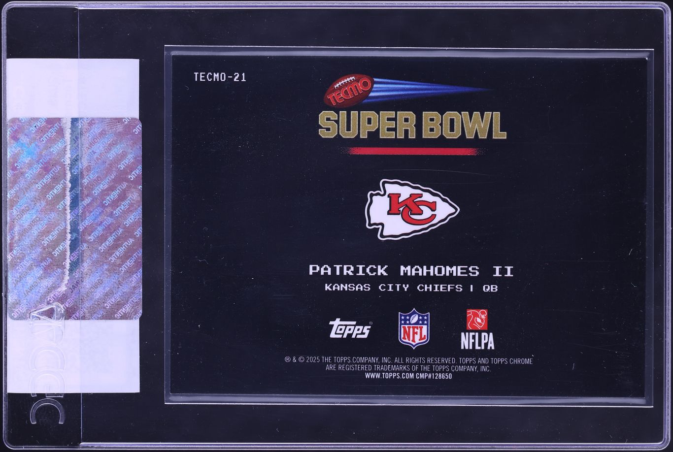 2025 Topps Chrome Tecmo Patrick Mahomes II #TECMO-21 CGC AUTH