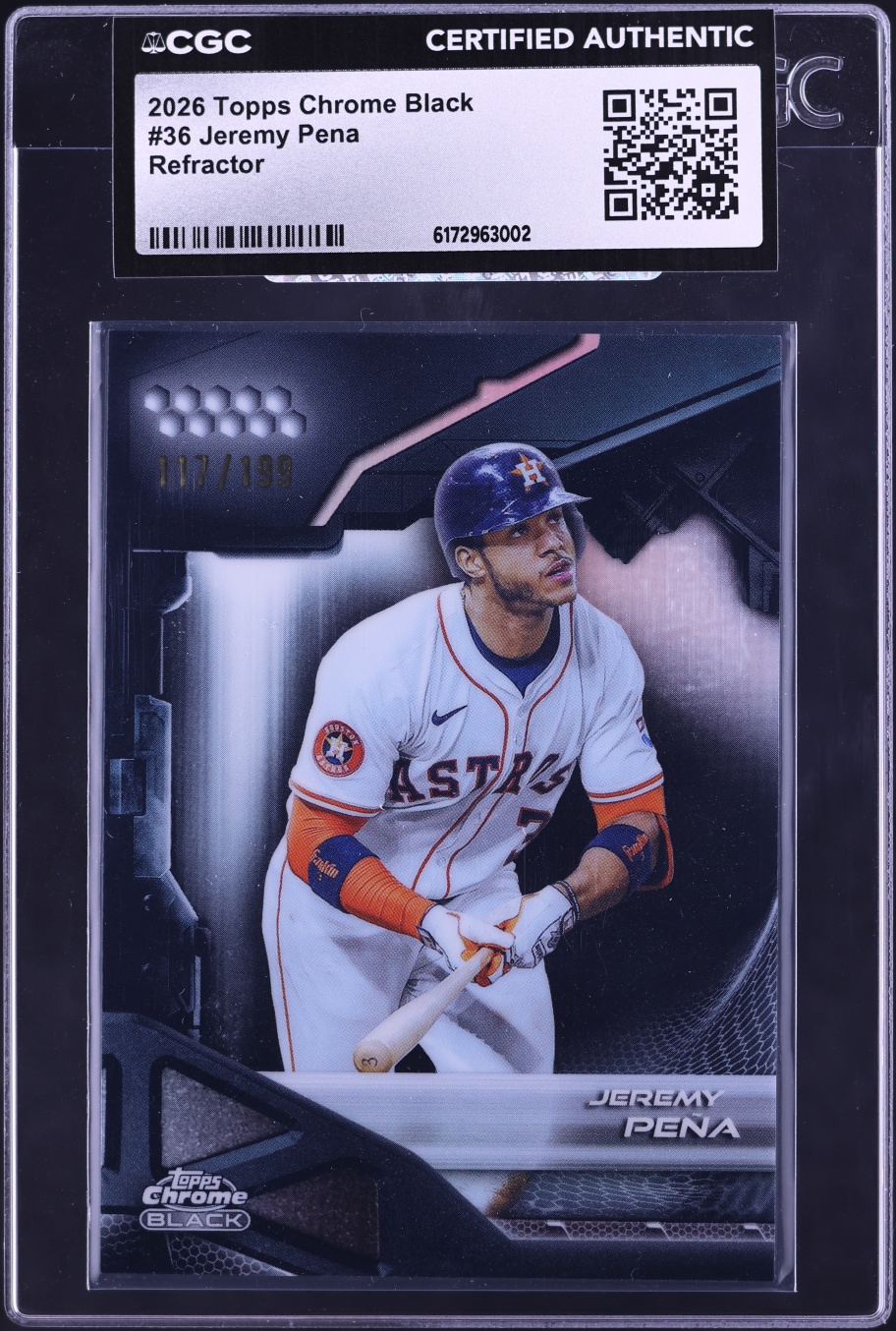 2026 Topps Chrome Black Refractor Jeremy Pena #36 CGC AUTH