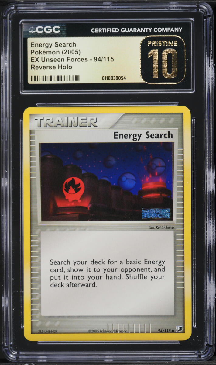 2005 Pokemon EX Unseen Forces Reverse Holo Energy Search #94 CGC 10 PRISTINE