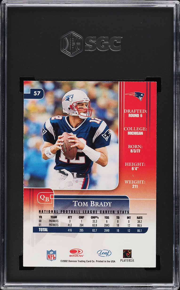 2002 Leaf Rookies & Stars Tom Brady #57 SGC 8.5 NM-MT+