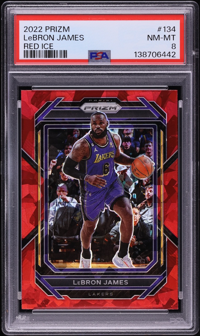 2022 Panini Prizm Red Ice LeBron James #134 PSA 8 NM-MT