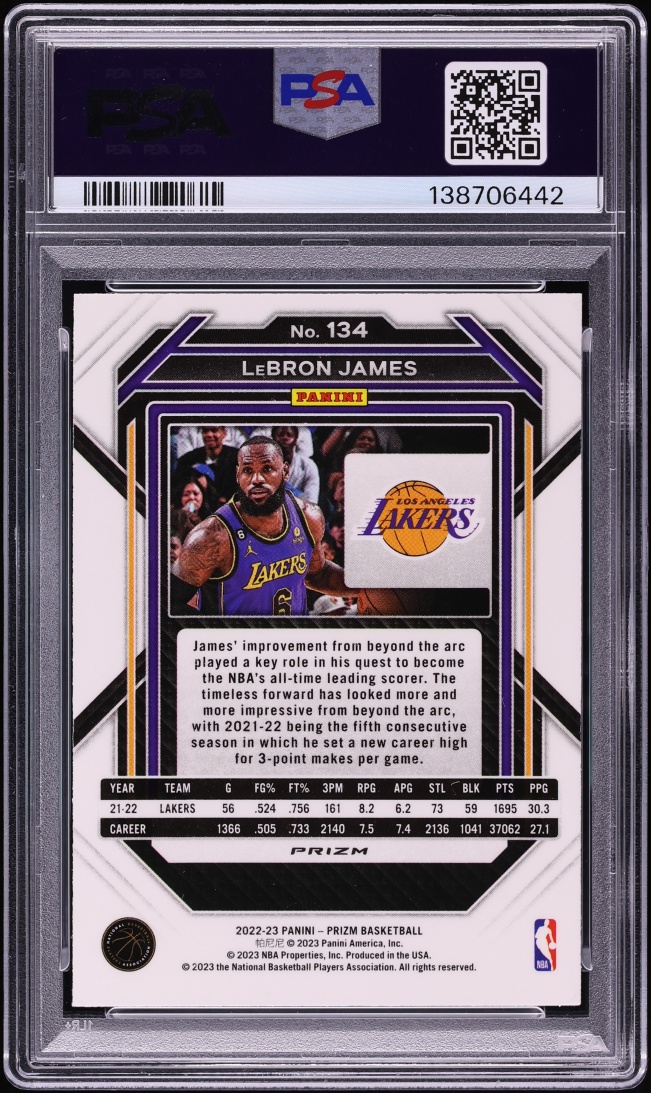 2022 Panini Prizm Red Ice LeBron James #134 PSA 8 NM-MT