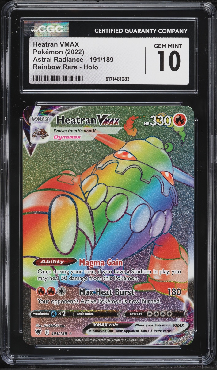 2022 Pokemon Sword & Shield Astral Radiance Rainbow Rare Heatran VMAX #191 CGC 10 GEM MINT
