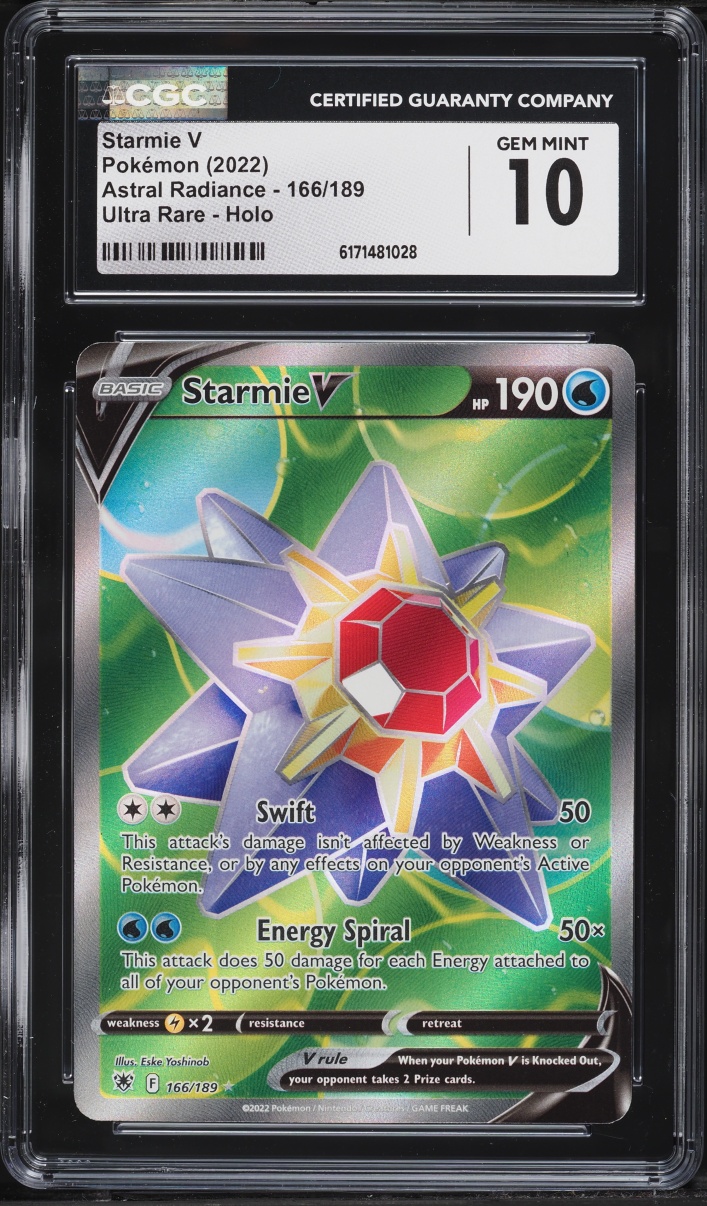 2022 Pokemon Sword & Shield Astral Radiance Full Art Starmie V #166 CGC 10 GEM MINT