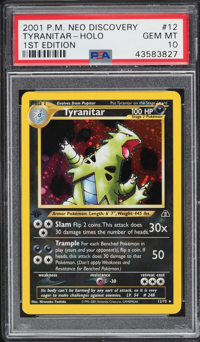 2001 Pokemon Neo Discovery 1st Edition Holo Tyranitar #12 PSA 10 GEM MINT