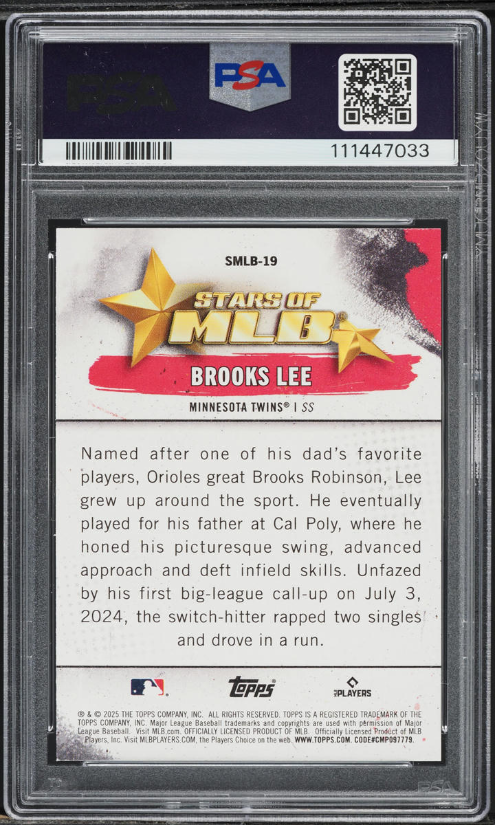 2025 Topps Stars Of MLB Brooks Lee ROOKIE #SMLB19 PSA 9 MINT