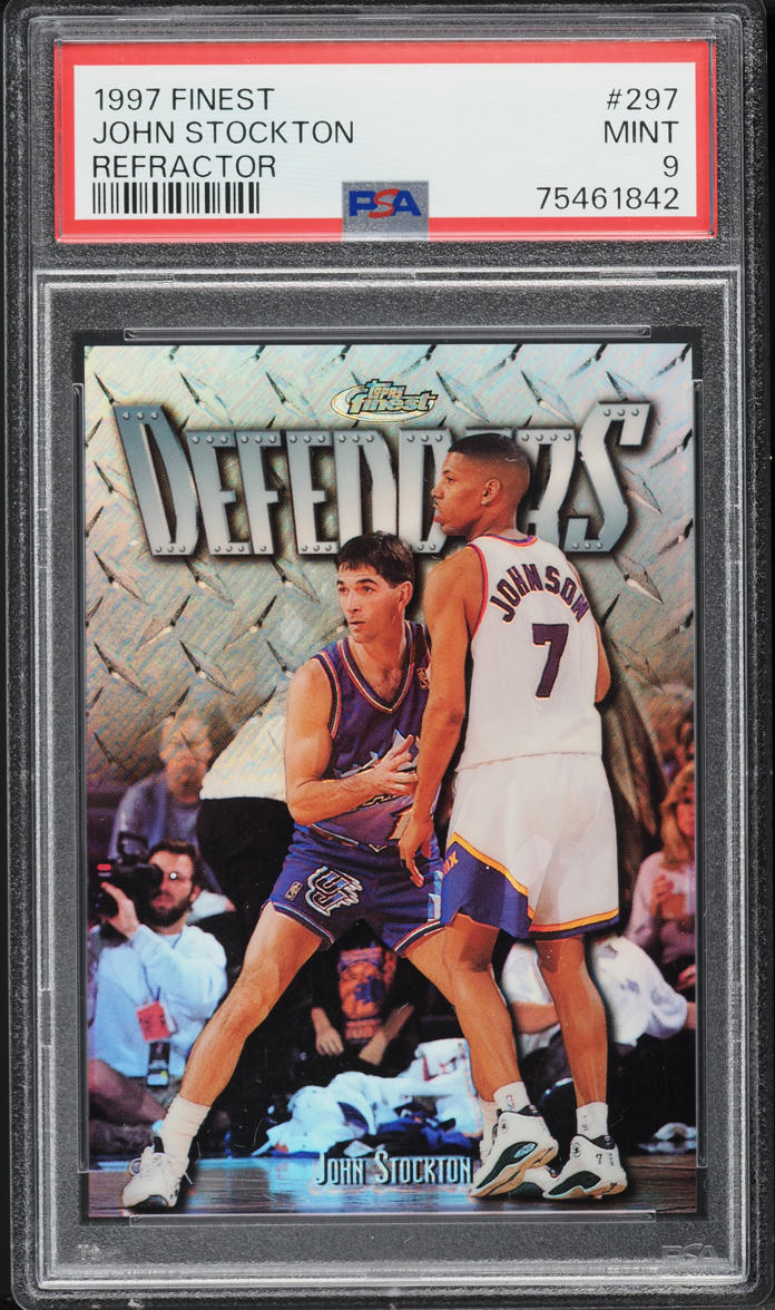 1997 Finest Refractor John Stockton /1090 #297 PSA 9 MINT
