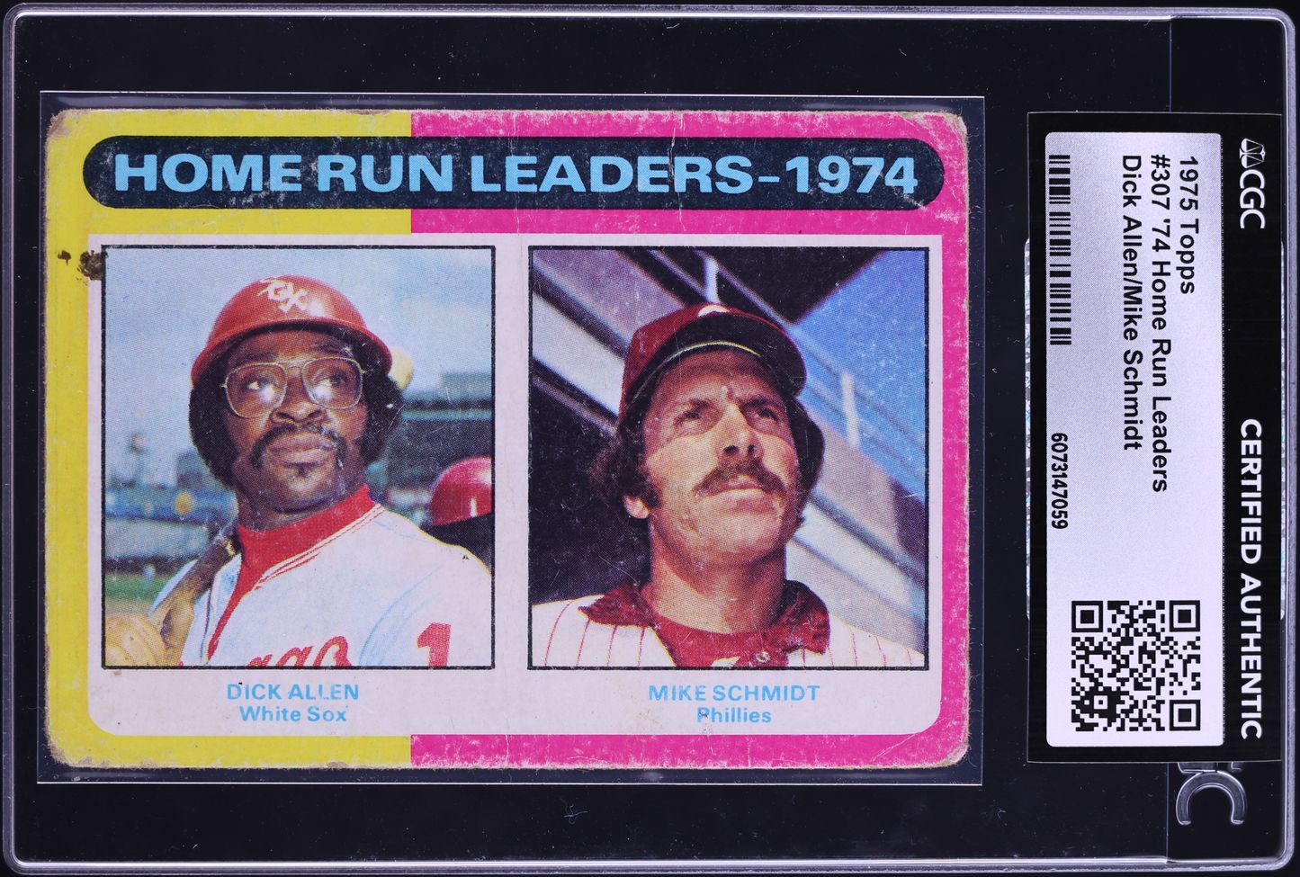1975 Topps '74 HR Leaders Dick Allen & Mike Schmidt #307 CGC AUTH