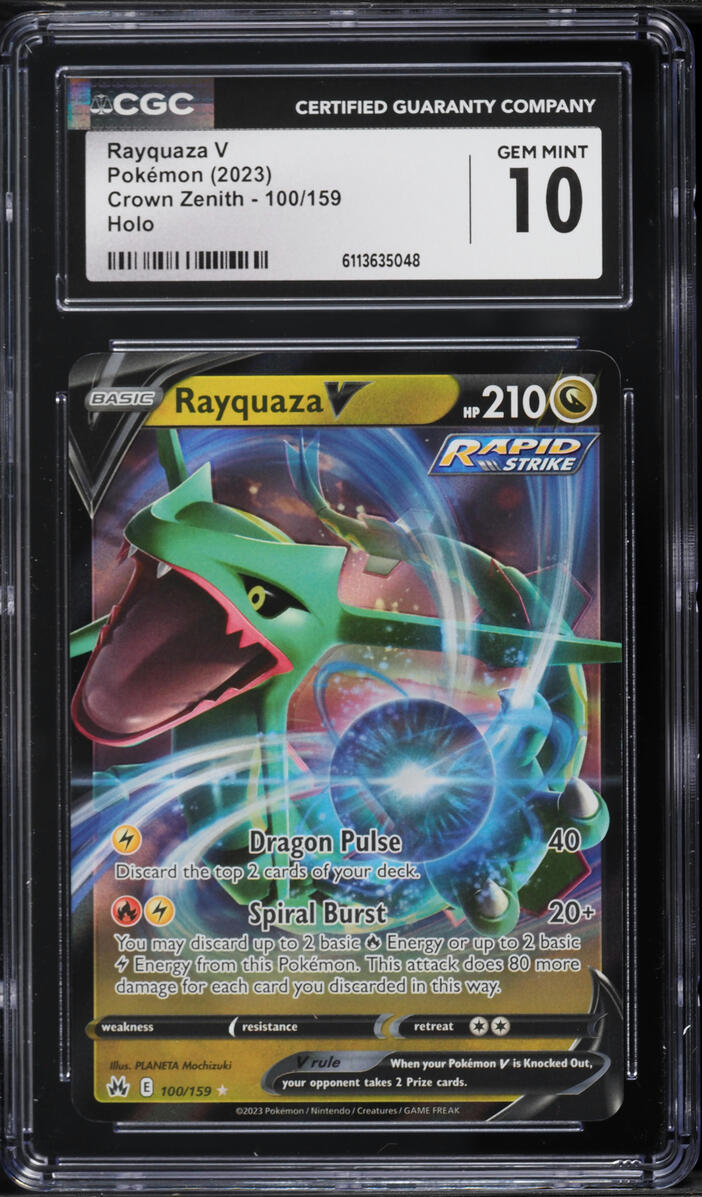 2023 Pokemon Sword & Shield Crown Zenith Holo Rayquaza V #100 CGC 10 GEM MINT