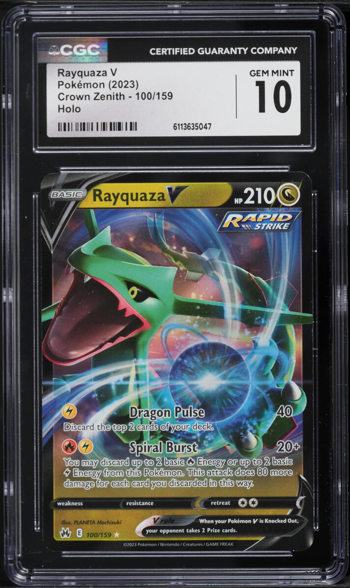 2023 Pokemon Sword & Shield Crown Zenith Holo Rayquaza V #100 CGC 10 GEM MINT